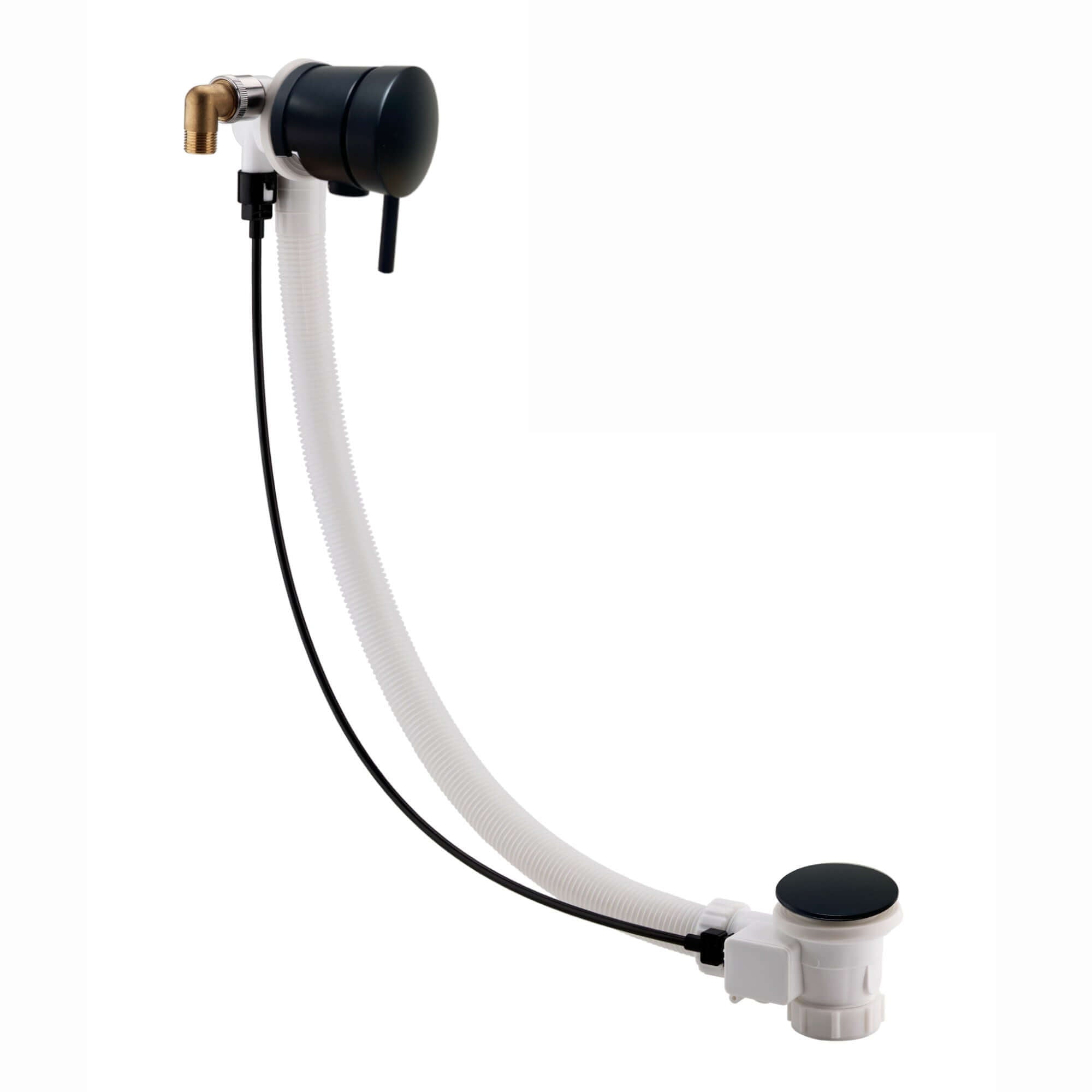 Buy Round freeflow bath filler with overflow and pop up waste - matt black online UK
